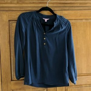 Lilly Pulitzer navy silk blouse